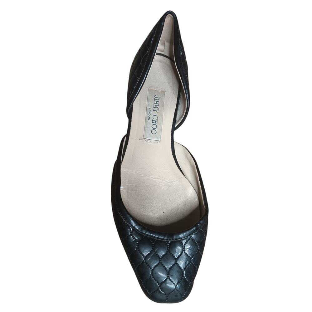 Jimmy Choo Black Quilted Leather Flats Size 37.5 Made in Italy Designer Shoes - Picture 4 of 14